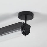 Large Balck Long Strip Metal LED Semi-Flush Mount Light Image - 9