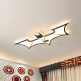 Large Black Batman Shape LED Flush Mount Ceiling Light Image - 2