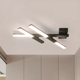 Large Black Intersected LED Flush Mount Ceiling Light Image - 2