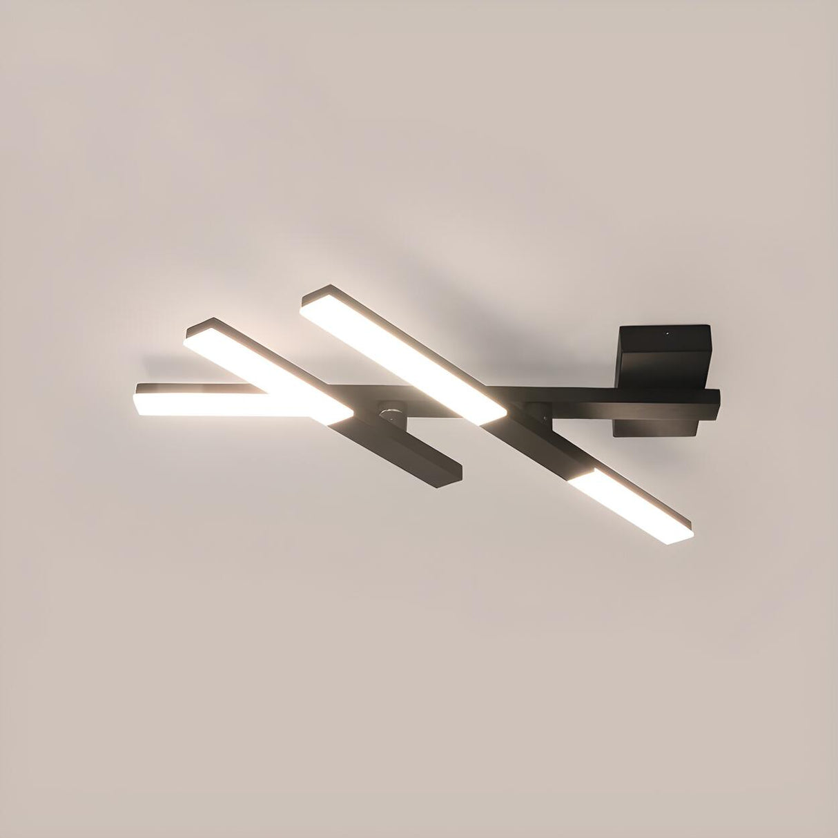 Large Black Intersected LED Flush Mount Ceiling Light Image - 4