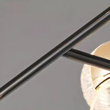 Large Black Linear Radial Semi-Flush Mount Ceiling Lamp Image - 16