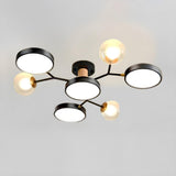 Large Black Modular Circle Semi-Flush Mount 11-Light Image - 26