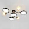 Large Black Modular Circle Semi-Flush Mount 11-Light Image - 26