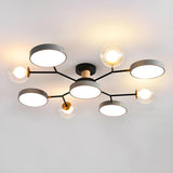 Large Black Modular Circle Semi-Flush Mount 11-Light Image - 4