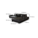 Large Black Nappa Leather L-Shape Right Sofa Chaise #size