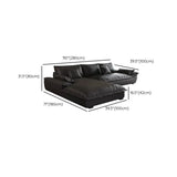 Large Black Nappa Leather L-Shape Right Sofa Chaise Image - 15