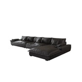 Large Black Nappa Leather L-Shape Right Sofa Chaise Image - 3