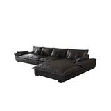 Large Black Nappa Leather L-Shape Right Sofa Chaise Image - 7