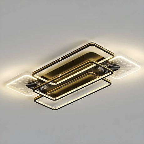 Large Black Tiered Rectangle Flush Mount Ceiling Light Image - 2