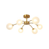 Large Brass Firefly Glass Semi-Flush Mount Ceiling Lamp Image - 10