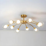 Large Brass Firefly Glass Semi-Flush Mount Ceiling Lamp Image - 11