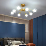 Large Brass Firefly Glass Semi-Flush Mount Ceiling Lamp Image - 3