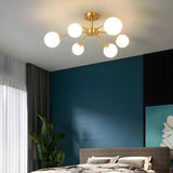 Large Brass Firefly Glass Semi-Flush Mount Ceiling Lamp Image - 5