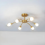 Large Brass Firefly Glass Semi-Flush Mount Ceiling Lamp Image - 7