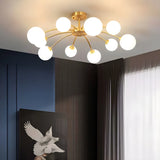 Large Brass Firefly Glass Semi-Flush Mount Ceiling Lamp Image - 8