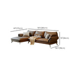 Large Brown Full Grain Cow Leather Left Sofa Chaise Image - 11