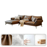 Large Brown Full Grain Cow Leather Left Sofa Chaise Image - 9