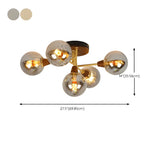 Large Clear Glass Globe Semi-Flush Mount Light 5-Light #size