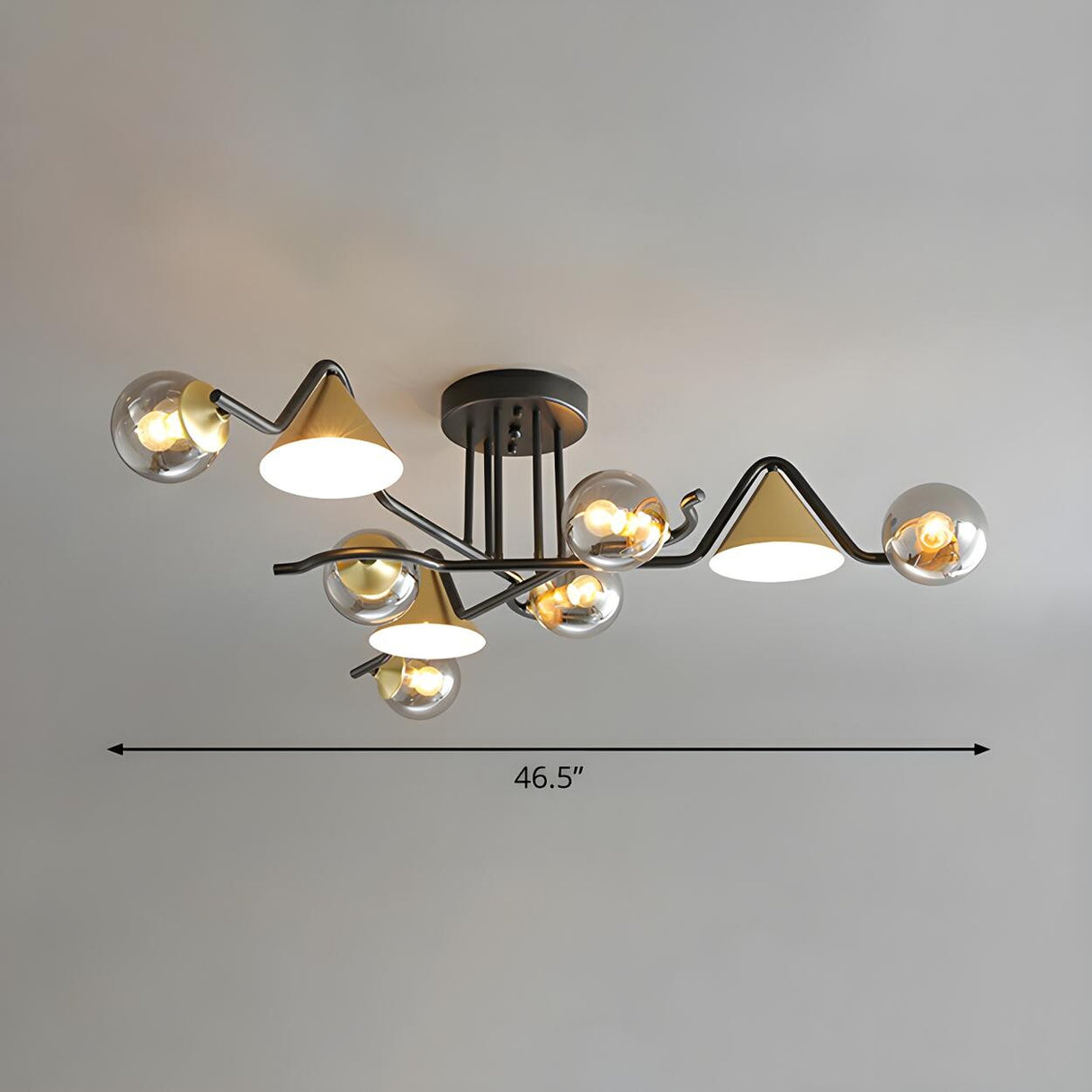 Large Cone Ball Glass Semi-Flush Mount Ceiling Light Image - 10