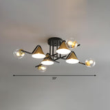 Large Cone Ball Glass Semi-Flush Mount Ceiling Light Image - 11