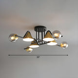 Large Cone Ball Glass Semi-Flush Mount Ceiling Light Image - 12