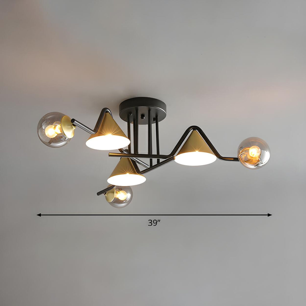 Large Cone Ball Glass Semi-Flush Mount Ceiling Light Image - 13