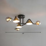 Large Cone Ball Glass Semi-Flush Mount Ceiling Light Image - 13