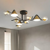 Large Cone Ball Glass Semi-Flush Mount Ceiling Light Image - 4