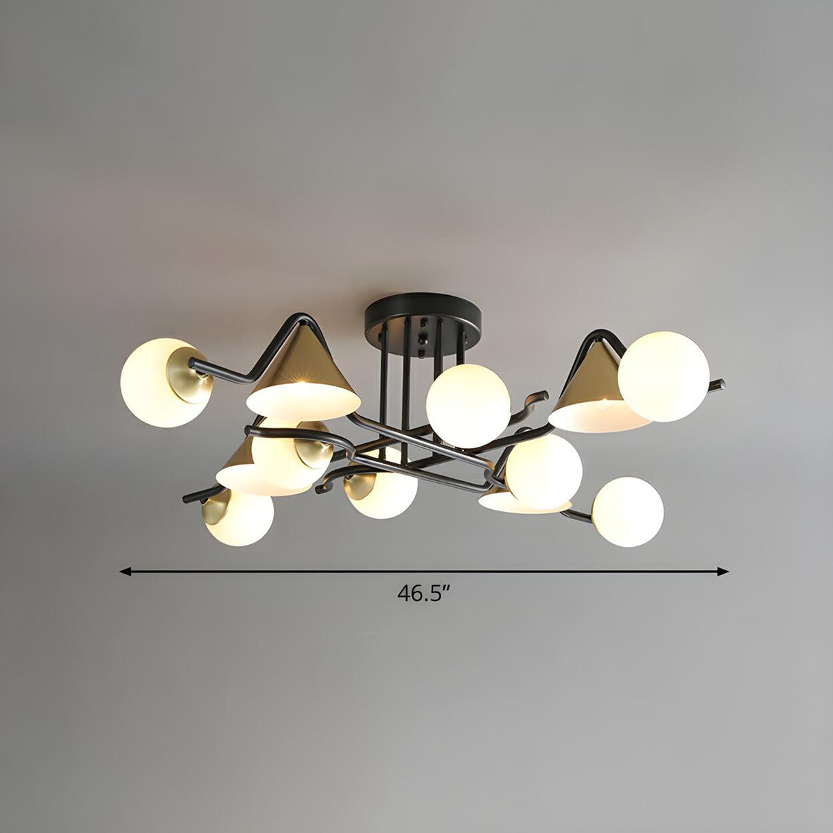 Large Cone Ball Glass Semi-Flush Mount Ceiling Light 