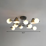 Large Cone Ball Glass Semi-Flush Mount Ceiling Light #size