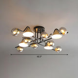 Large Cone Ball Glass Semi-Flush Mount Ceiling Light Image - 8