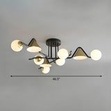 Large Cone Ball Glass Semi-Flush Mount Ceiling Light Image - 9