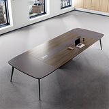 Large Corporate Wood Rectangle Meeting Conference Desk Image - 3