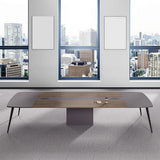 Large Corporate Wood Rectangle Meeting Conference Desk Image - 4