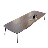 Large Corporate Wood Rectangle Meeting Conference Desk Image - 7