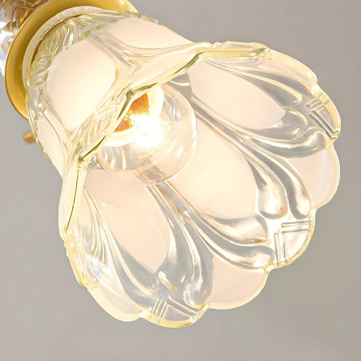 Large Crystal Floral Gold Semi-Flush Mount Lamp 8-Light Image - 12