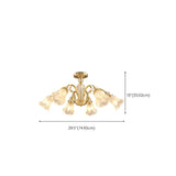 Large Crystal Floral Gold Semi-Flush Mount Lamp 8-Light #size