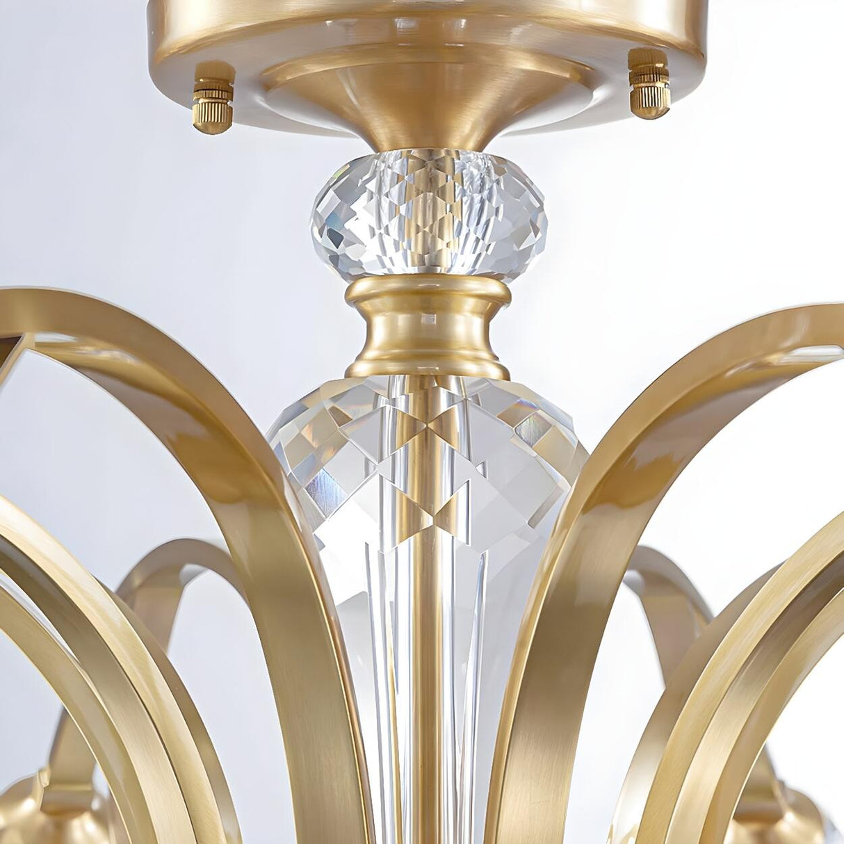 Large Crystal Floral Gold Semi-Flush Mount Lamp 8-Light Image - 9