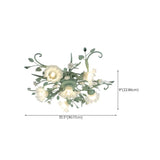 Large Elegant Green Floral Glass Semi-Flush Mount Light Image - 17