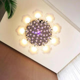 Large Floral Frosted Crystal Semi-Flush Mount Light Image - 12