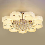 Large Floral Frosted Crystal Semi-Flush Mount Light Image - 7