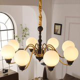 Large Glass Ball Curve Arm Gold Living Room Chandelier Image - 1