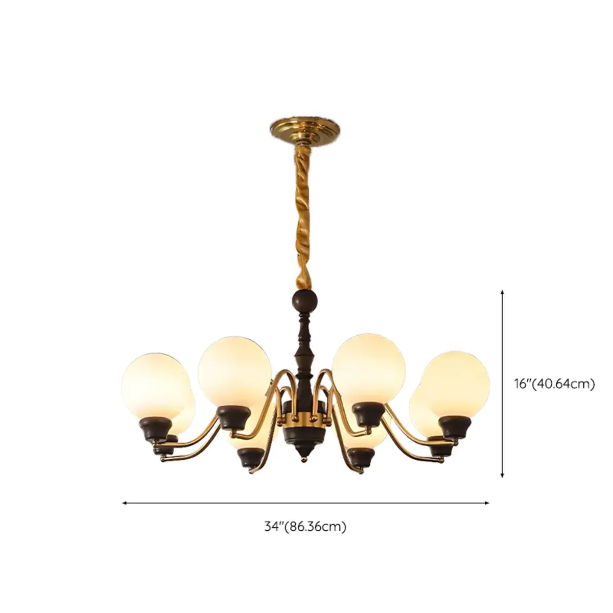 Large Glass Ball Curve Arm Gold Living Room Chandelier Image - 12