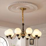 Large Glass Ball Curve Arm Gold Living Room Chandelier Image - 5