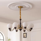 Large Glass Ball Curve Arm Gold Living Room Chandelier Image - 6