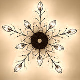 Large Gold Leaf Crystal Semi-Flush Mount Ceiling Light Image - 14