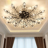 Large Gold Leaf Crystal Semi-Flush Mount Ceiling Light Image - 2