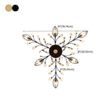 Large Gold Leaf Crystal Semi-Flush Mount Ceiling Light #size