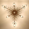 Large Gold Leaf Crystal Semi-Flush Mount Ceiling Light Image - 6