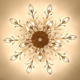 Large Gold Leaf Crystal Semi-Flush Mount Ceiling Light Image - 9